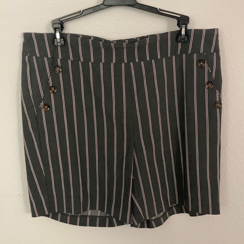 Jessica Riley size 14 Gray with Stripes NWT button pocket details.